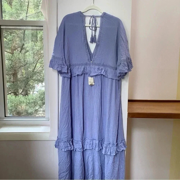 NWT Free People Paradiso Maxi Dress Boho Tiered Summer Purple Violet Small - Picture 6 of 17